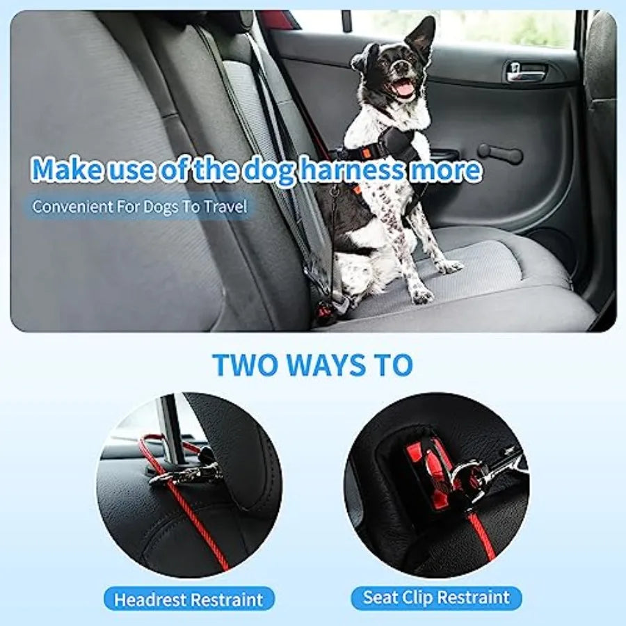 Coated Nylon Dog Car Seat Belt Harness Safety Restraint