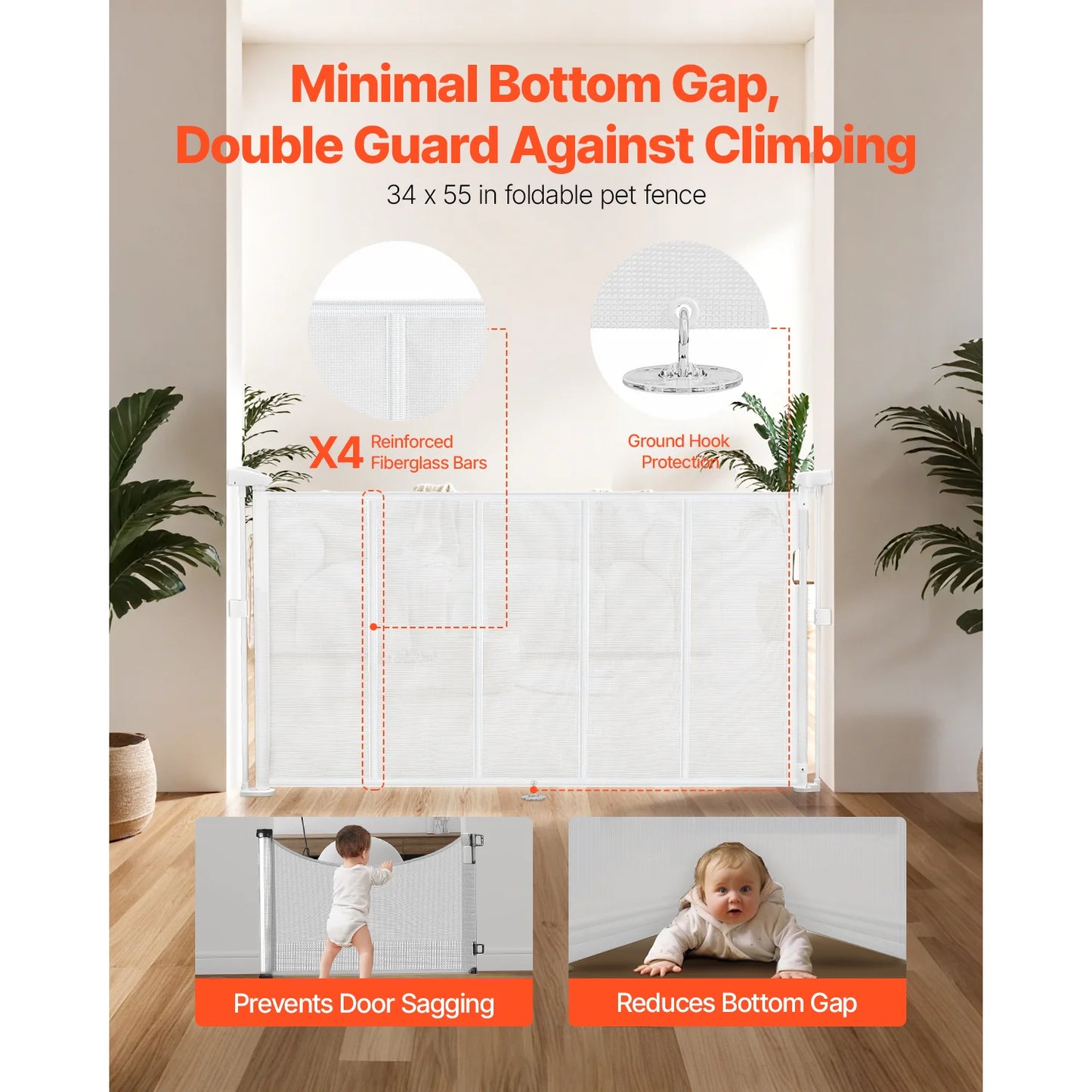 SucceBuy Retractable Baby And Pet Safety Gate For Indoor Home