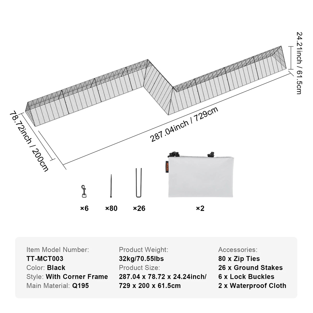 SucceBuy Portable Chicken Tunnels With Corner Frames for Yard
