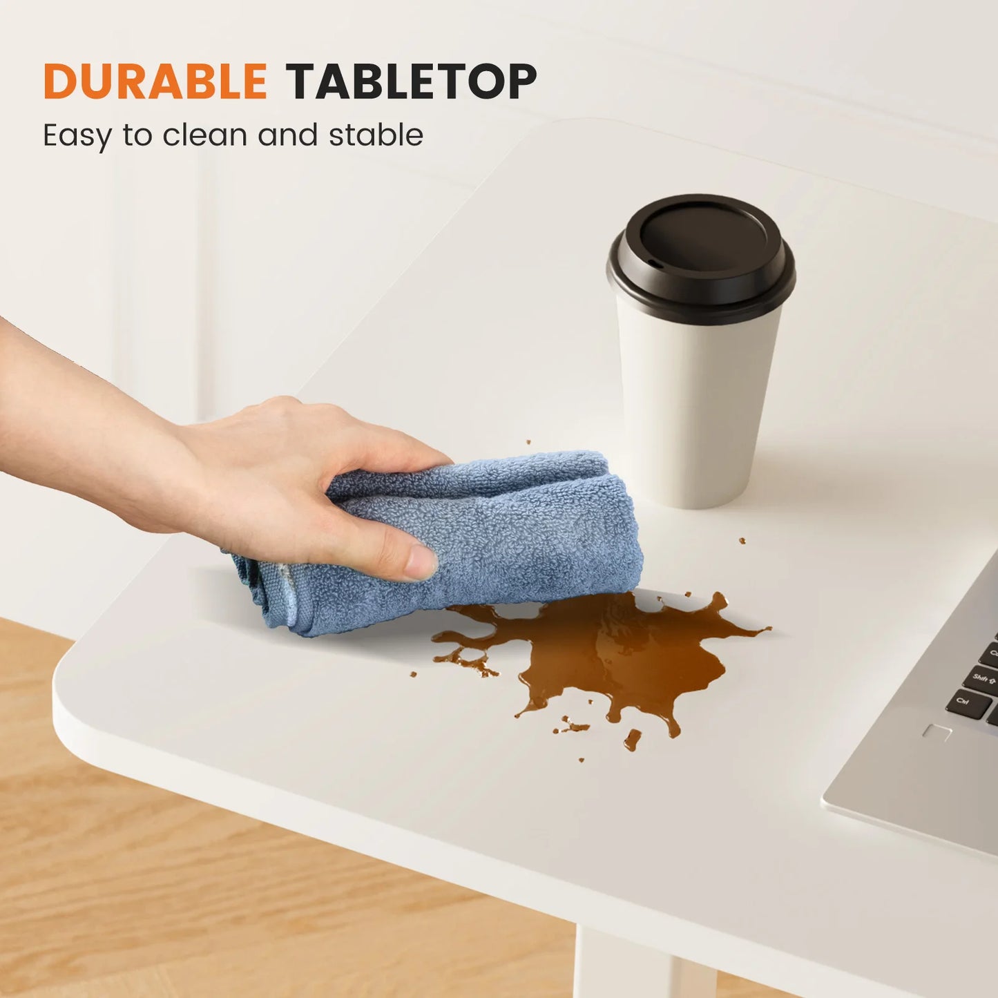 JHK Adjustable Overbed Table Durable Metal Bedside Desk