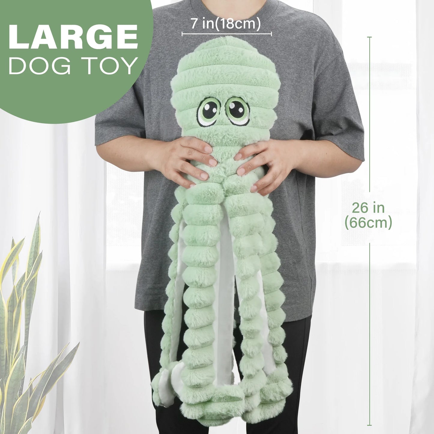 Octopus Design Squeaky Plush Dog Toy For Grinding Teeth