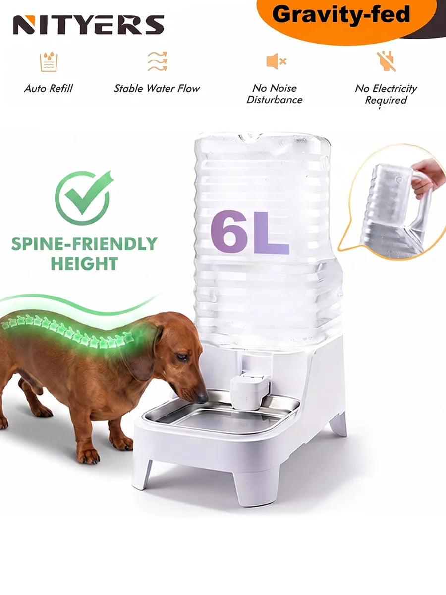 Nityers Gravity Dog Water Bowl With Stainless Steel Stand