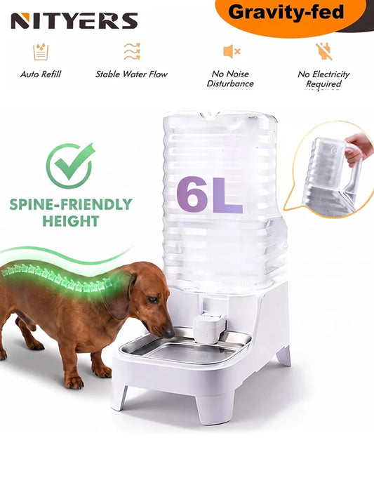 Nityers Gravity Dog Water Bowl With Stainless Steel Stand
