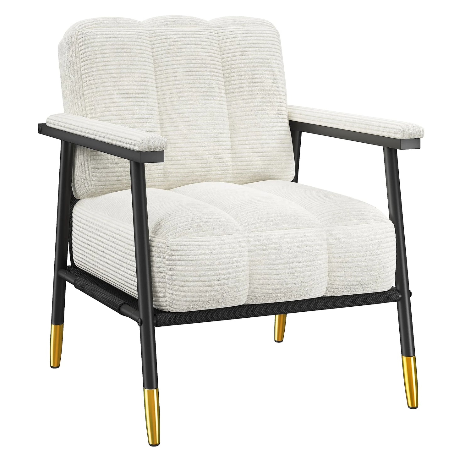 EnHomee Modern Upholstered Armchair With Thick Cushion And Metal Frame