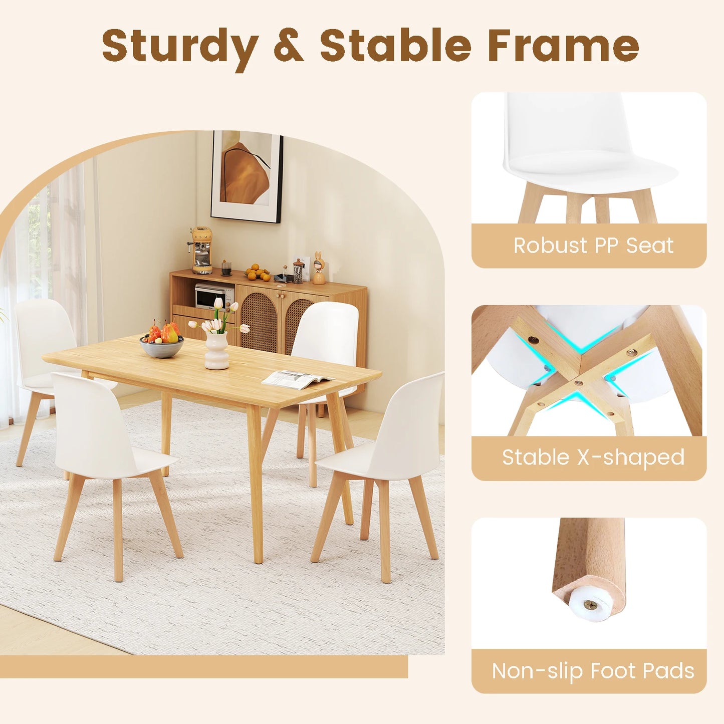 Homasis Modern Armless Wood Dining And Kitchen Chairs
