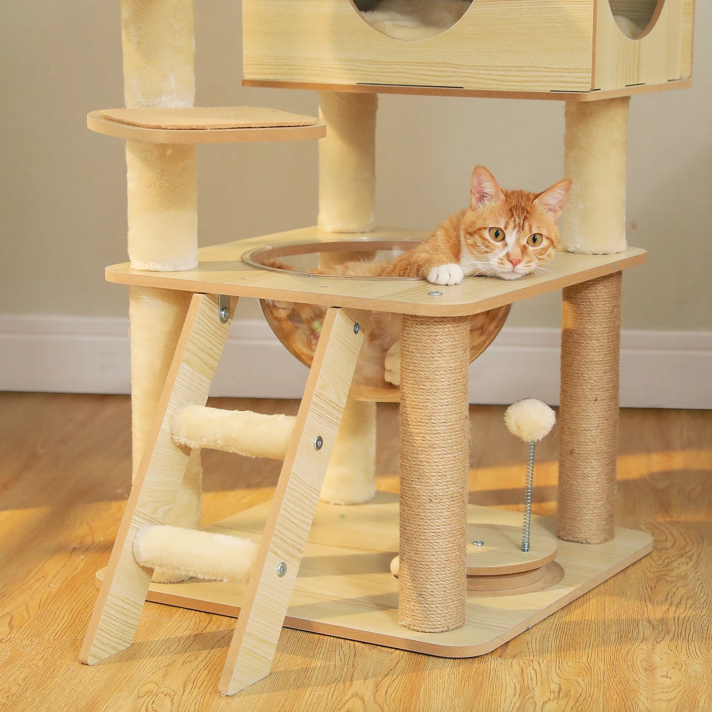 PAWZ Ro Multi-Level Cat Tree Wood Tower With Scratching Posts