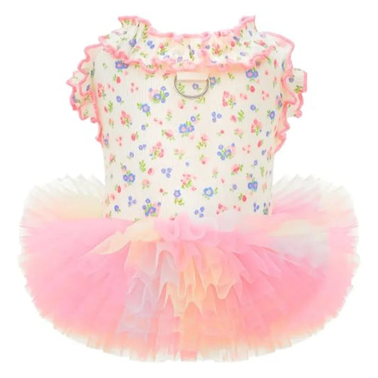 Floral Tutu Dress for Dogs and Cats Breathable Pet Partywear