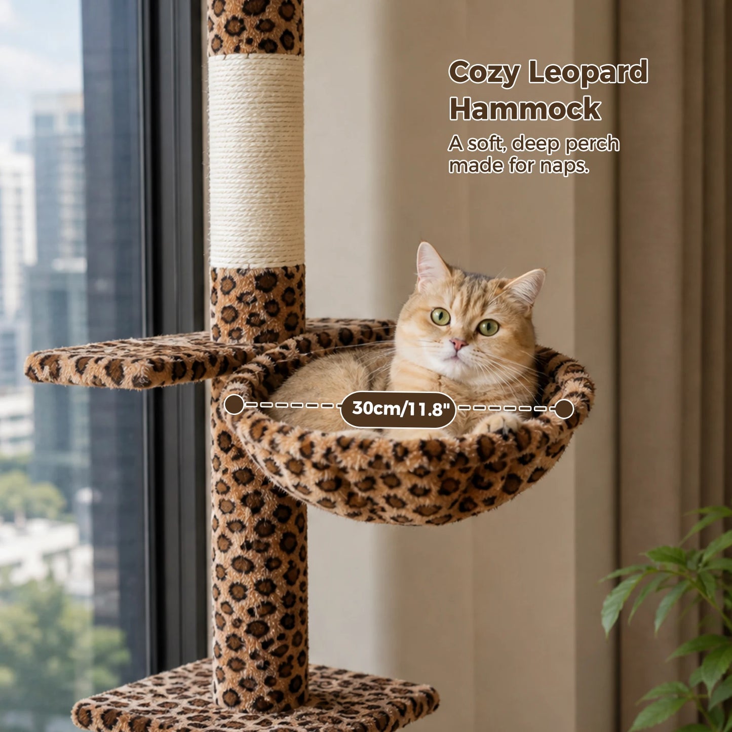 Pawz Road Adjustable Floor To Ceiling Cat Tree With Hammock
