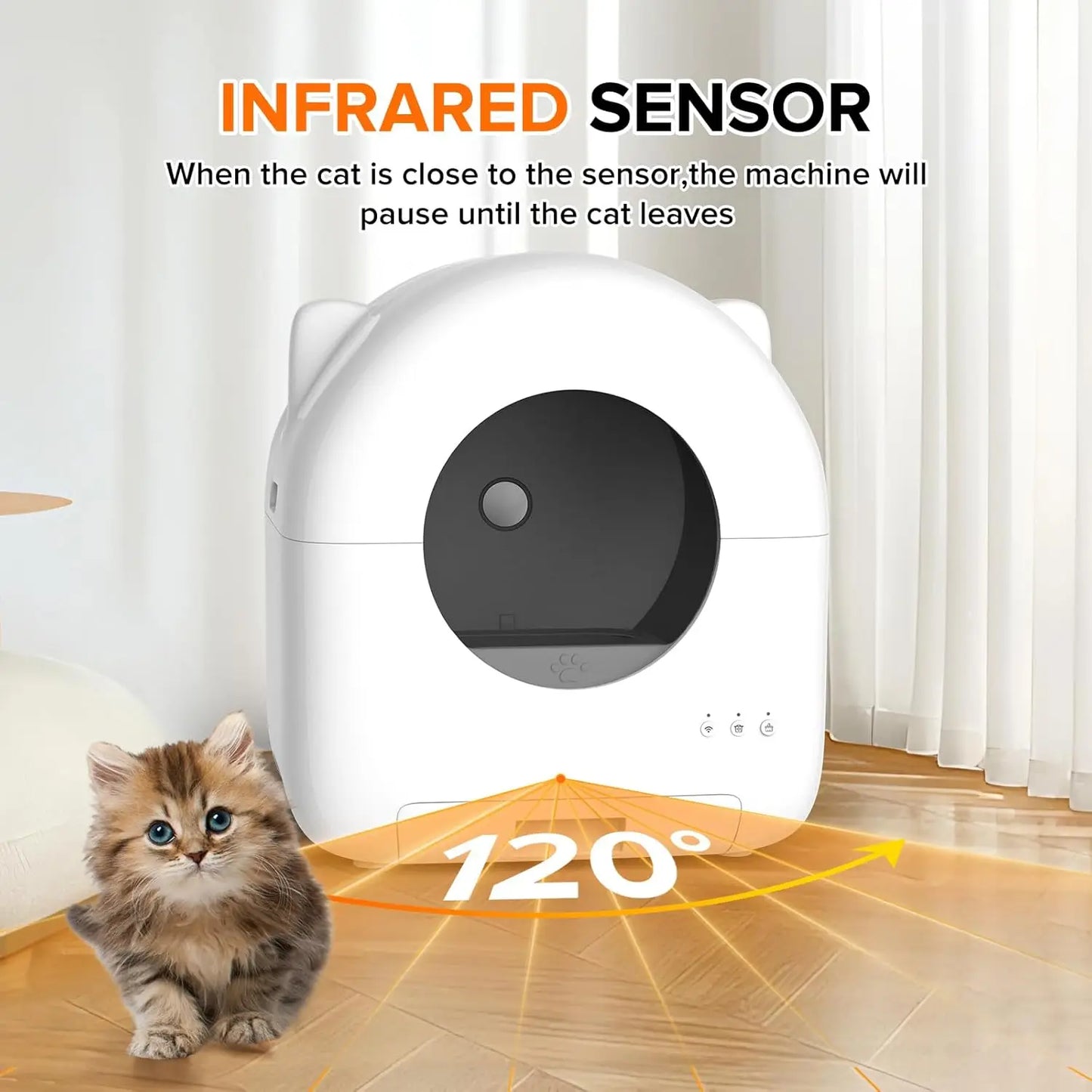 Self Cleaning Litter Box 76L Automatic Multiple Cats, App Controlled