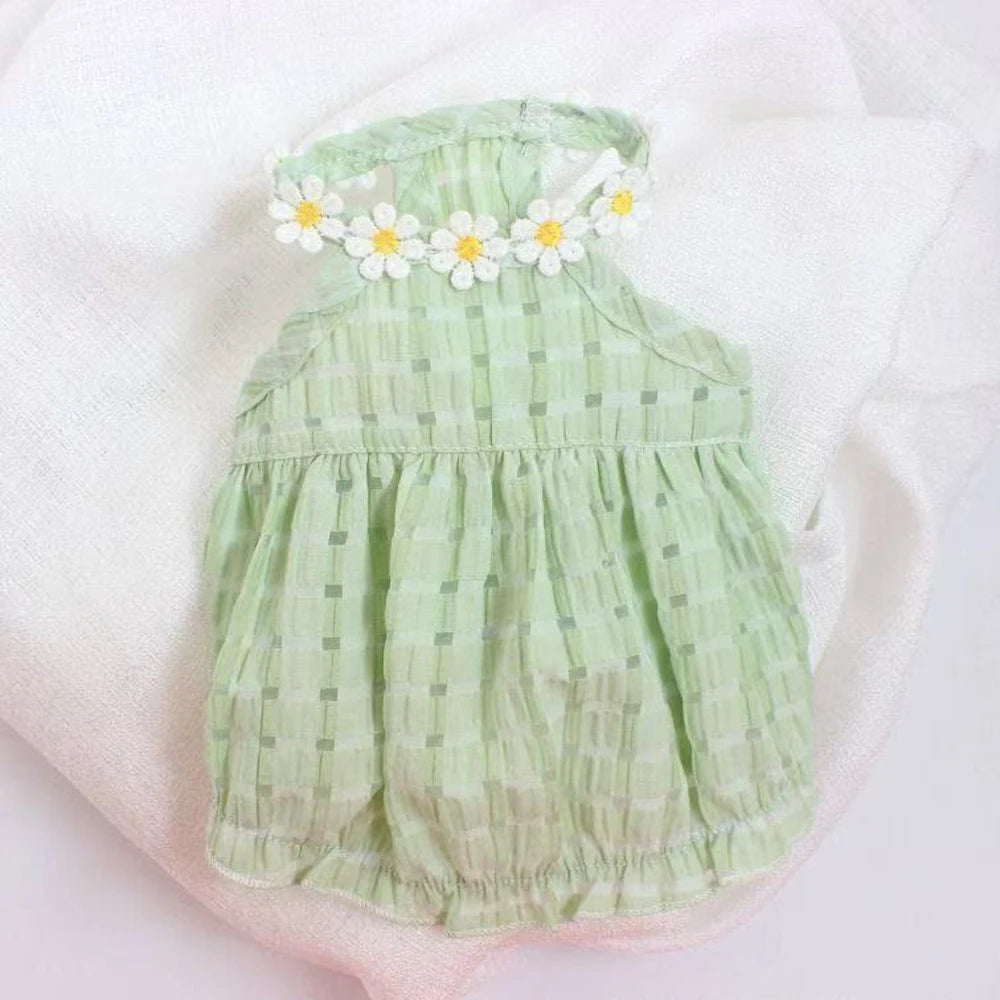 Breathable Floral Wreath Pet Skirt Dress For Cats And Dogs