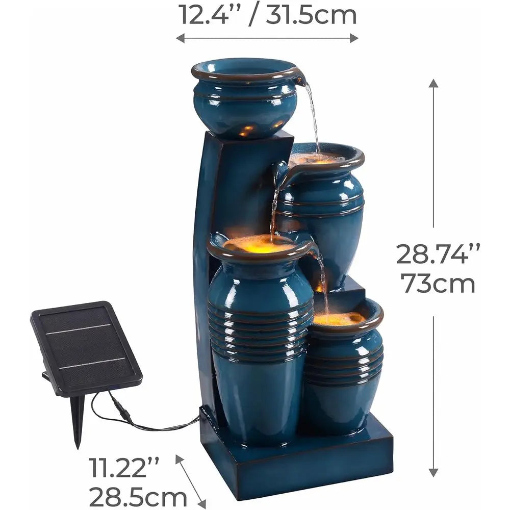 UKMJ Four Tier Cascading Bowl Fountain With LED Garden Lighting