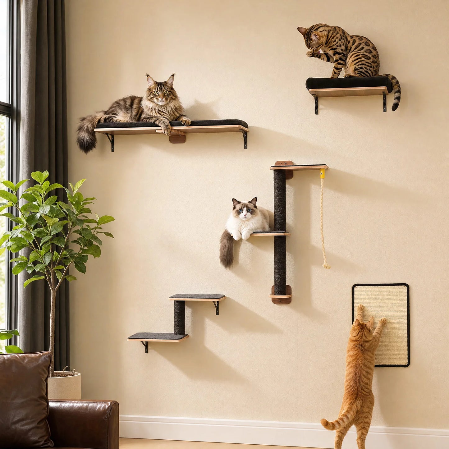 PAWZ Road Wooden Cat Climbing Wall Shelves And Perches
