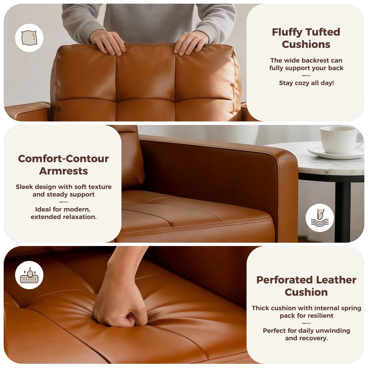Kerdom Swivel Accent Chair With Pu Leather Upholstery And Pocket