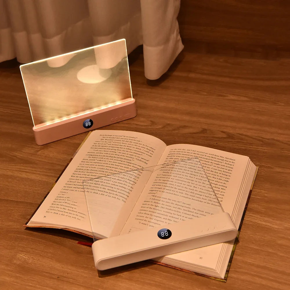 Book Light, Led Lights, Rechargeable LED Flat Book Lights，3 Colors & Timer, Dimmable Panel Plate Book Lamp