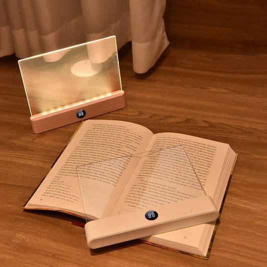 Book Light, Led Lights, Rechargeable LED Flat Book Lights，3 Colors & Timer, Dimmable Panel Plate Book Lamp