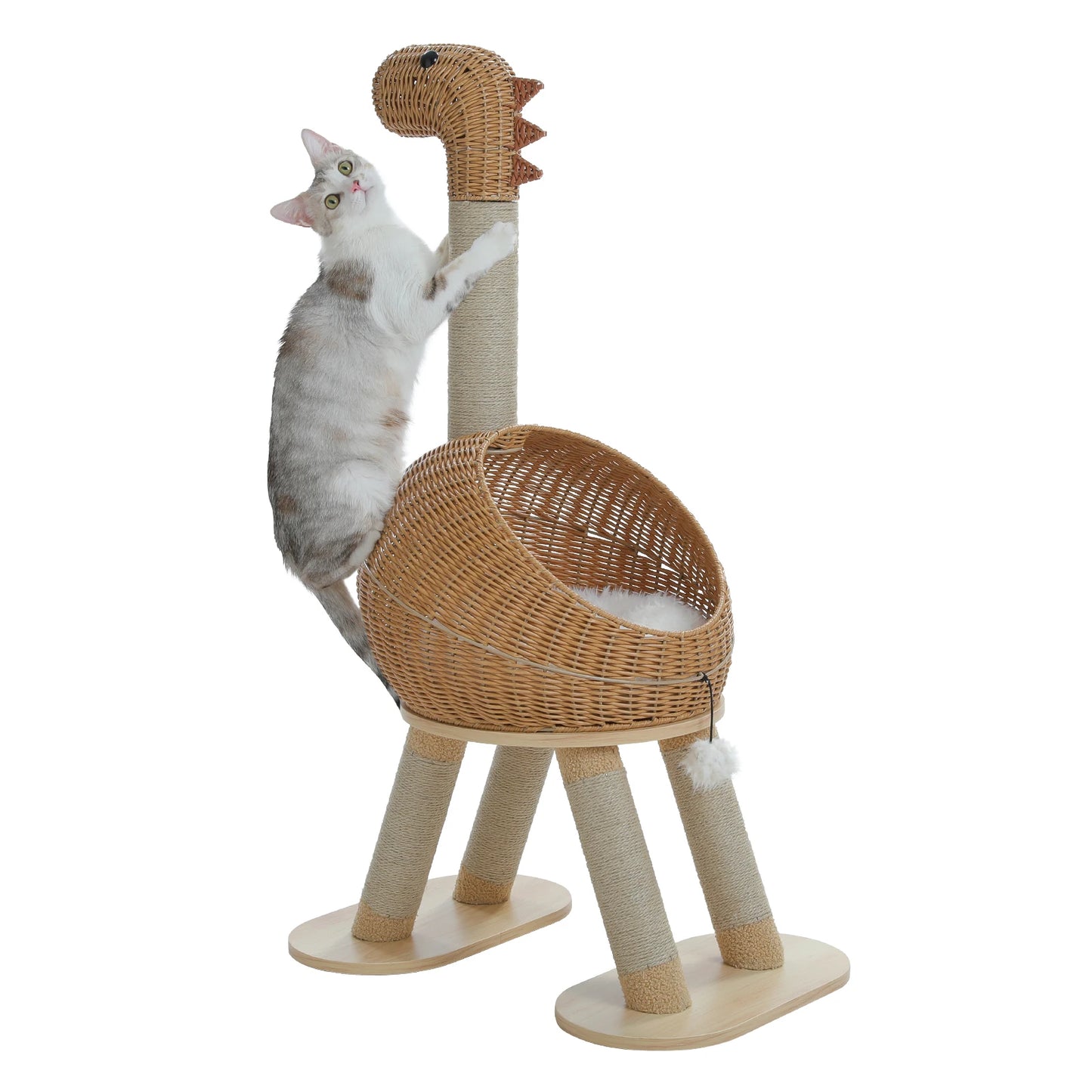 PAWZ Road Dinosaur Cat Tree Sisal Scratching Post Rattan Condo