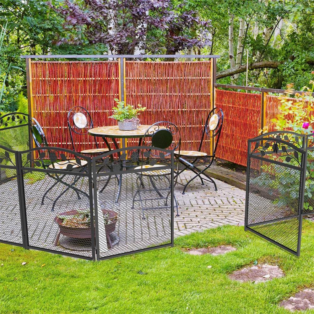 BORWART 5Pcs Tall Dog Fence Panels Iron Pet Barrier
