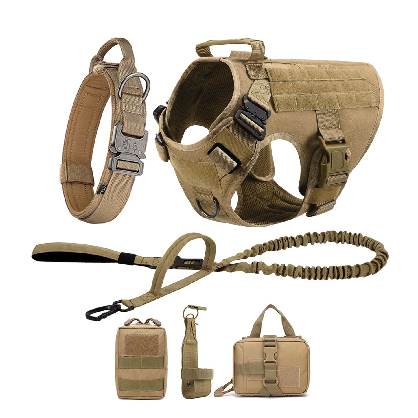 Tactical Nylon Dog Harness With Quick Release And Molle Pouches