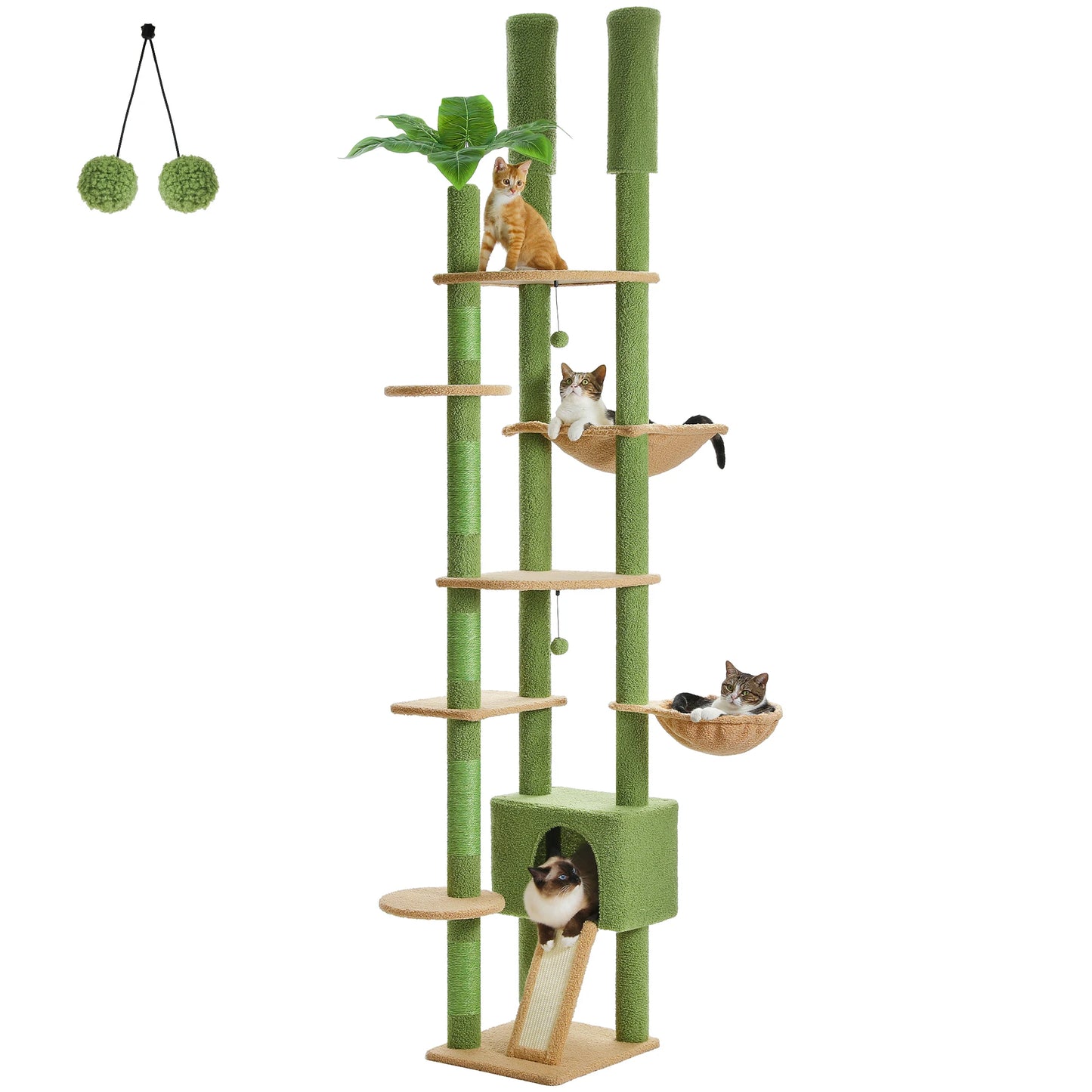PAWZ Road Height Adjustable Wooden Cat Tower With Hammock Indoor