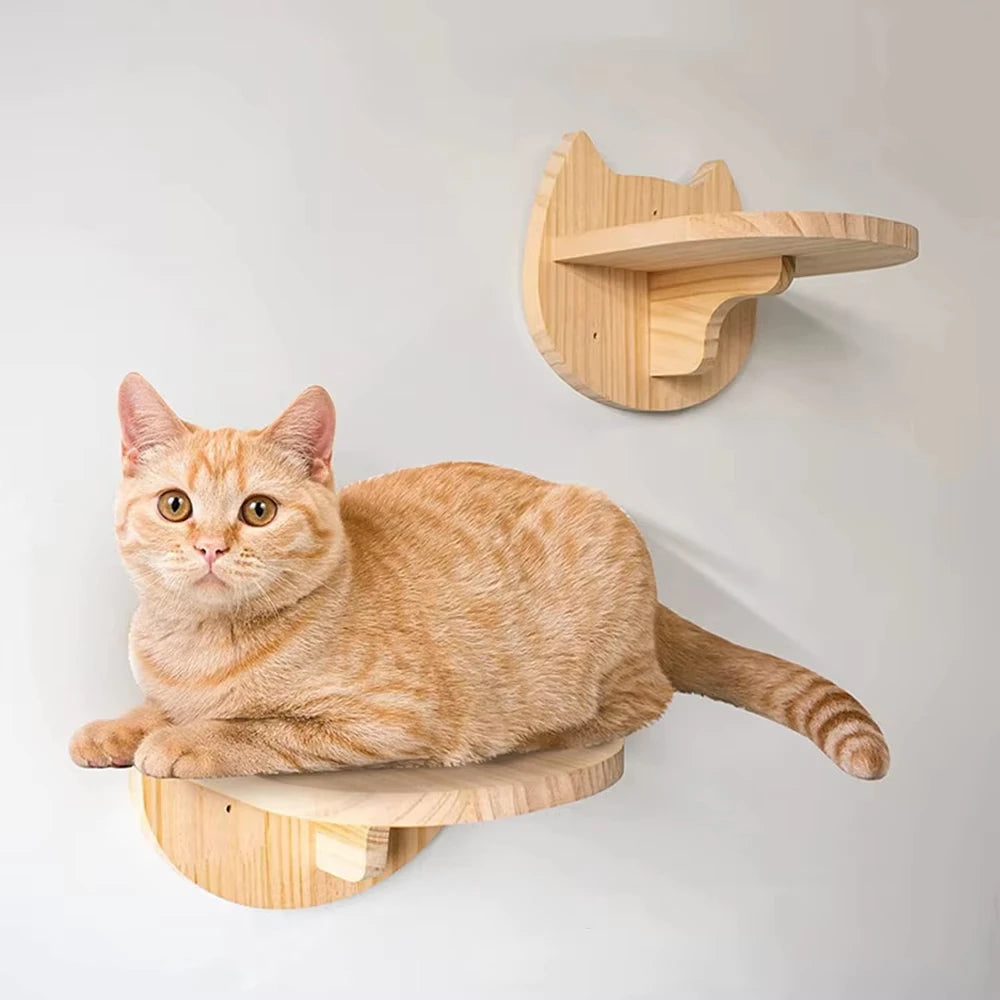 Wall Mounted Cat Climbing Shelf With Sisal Scratching Post