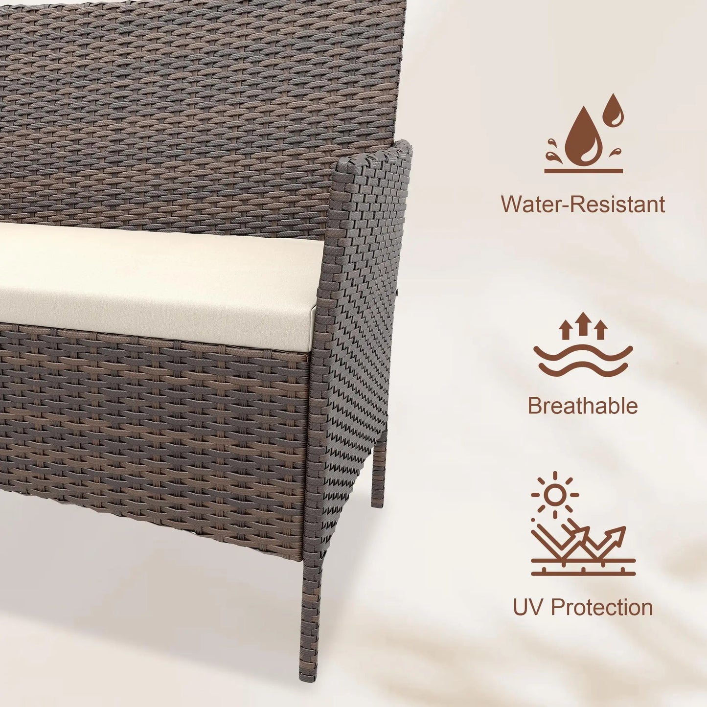 HiMISS 4 Piece Outdoor Rattan Patio Bistro Seating Set