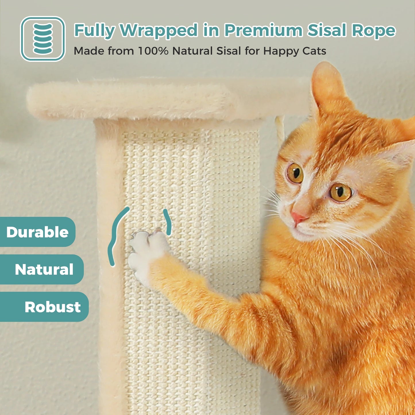 Pawz Road Woven Sisal Cat Scratching Post With Dangling Ball