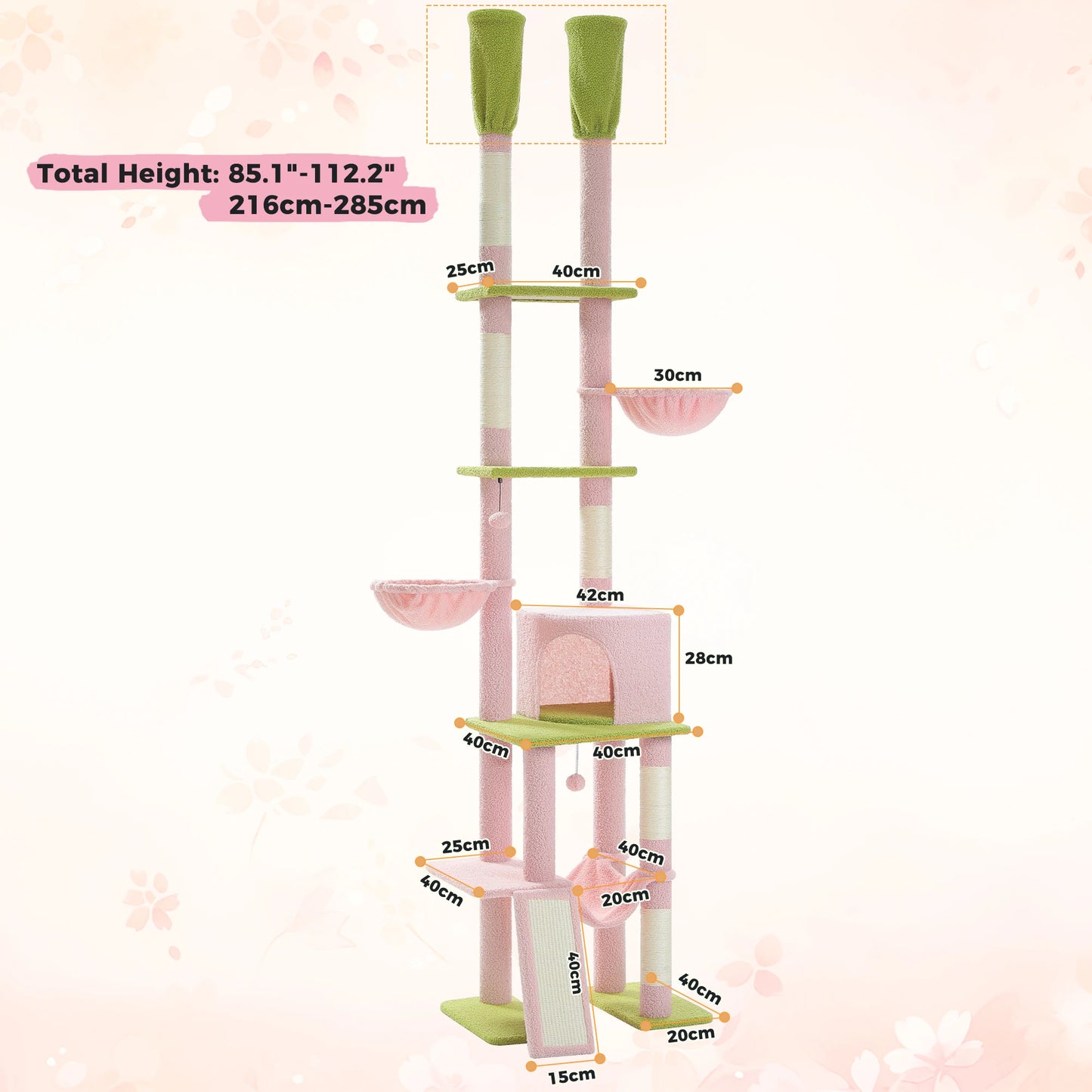 PAWZ Road Adjustable Height Floor To Ceiling Cat Tower