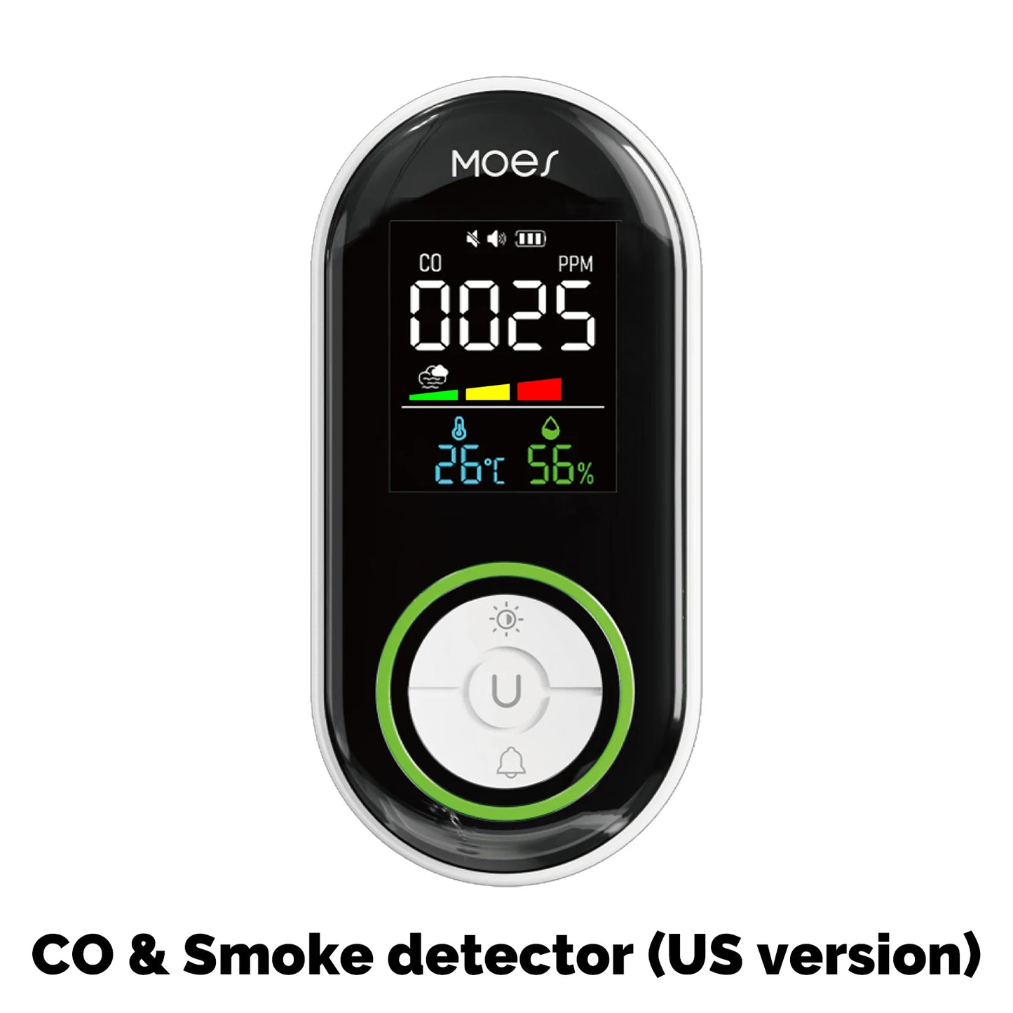 MOES CO Smoke Gas Detector Alarm Plug-in Carbon Monoxide Sensor Warning LED Display Temperature Humidity Kitchen Garage Boiler