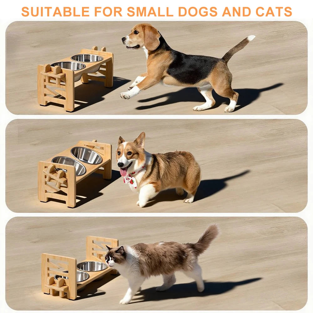 Petravel Elevated Adjustable Pet Feeder Stand With Stainless Steel Bowls