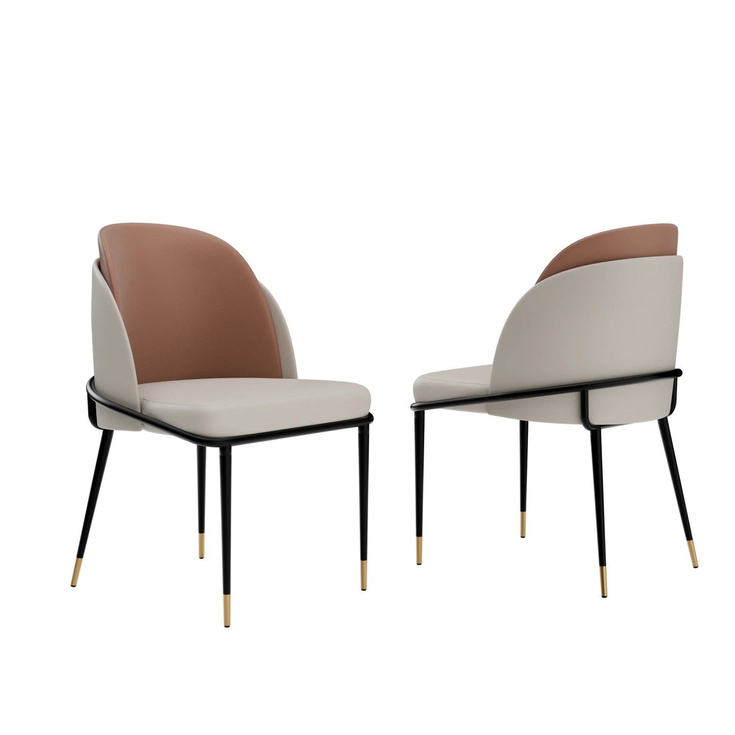 Modern Microfiber Silicone Leather Dining Chair Set With Metal Frame