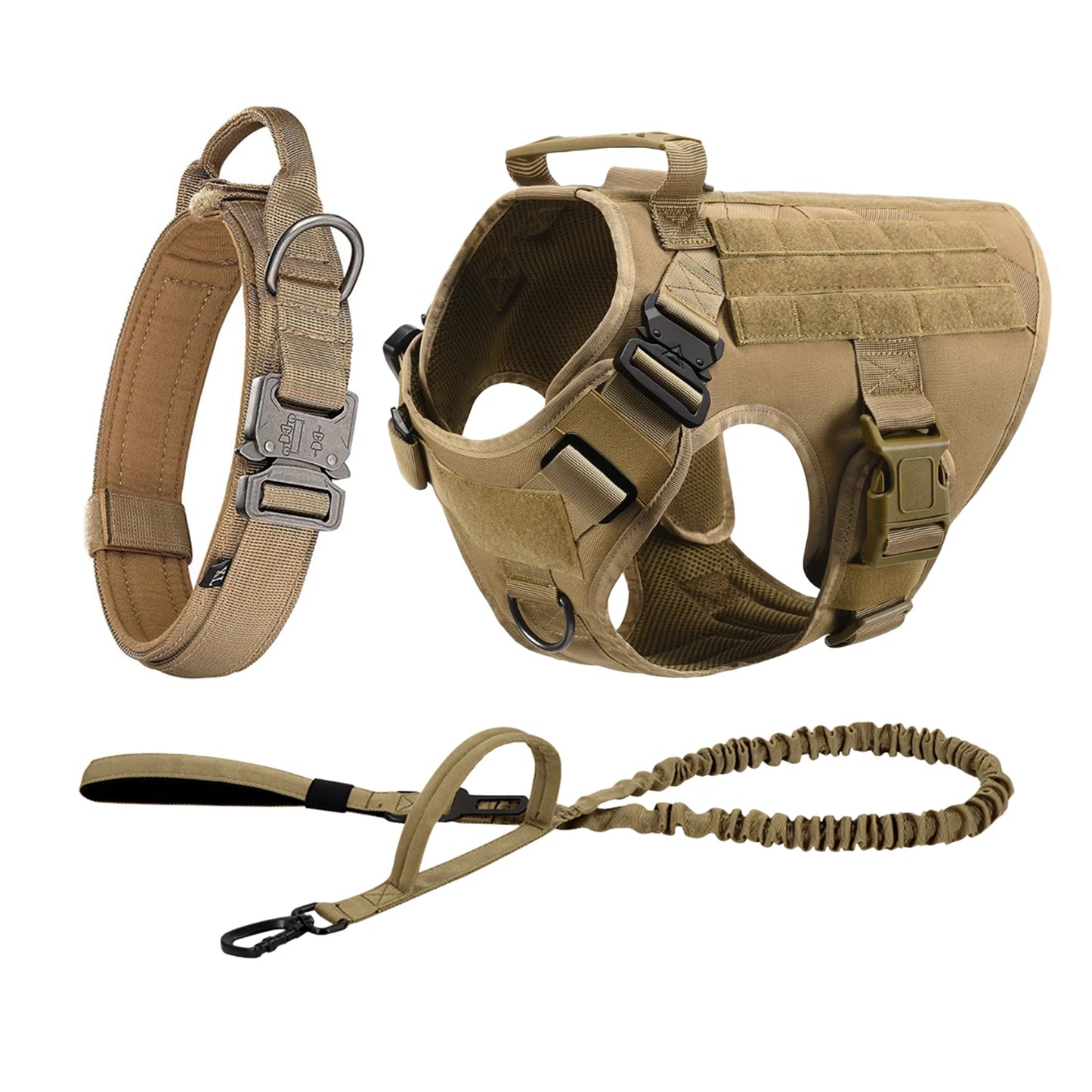 Tactical Nylon Dog Harness With Quick Release And Molle Pouches