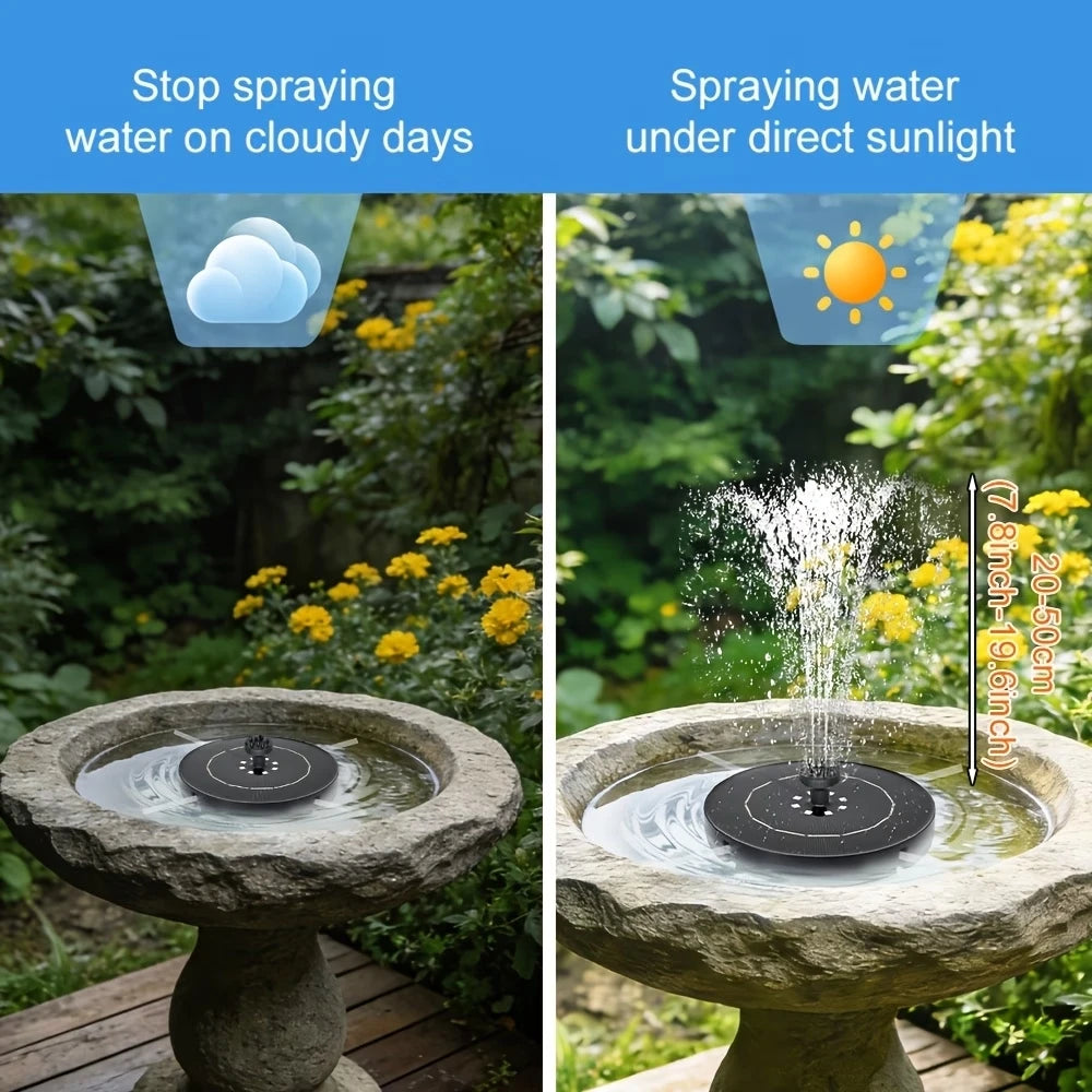 Solar Powered Fountain With 6 Nozzles Led Lights Garden Birds