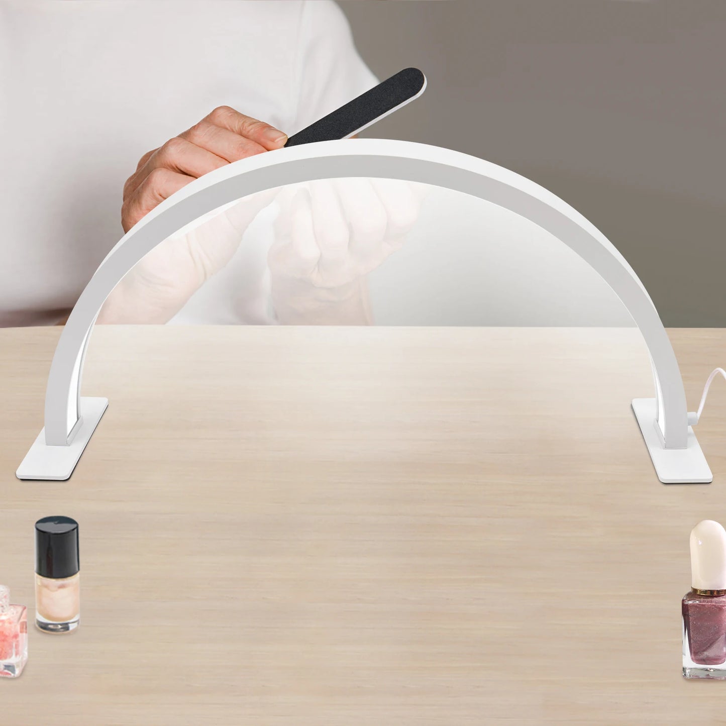 2400 Lumen LED Half Moon Light, Light with Adjust Brightness 3000k‑6000k, Half Moon Desk Lamp for Nail Art -White