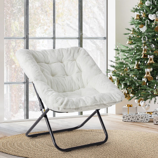 JHK Foldable Reading Saucer Chair With Comfortable Padded Seat