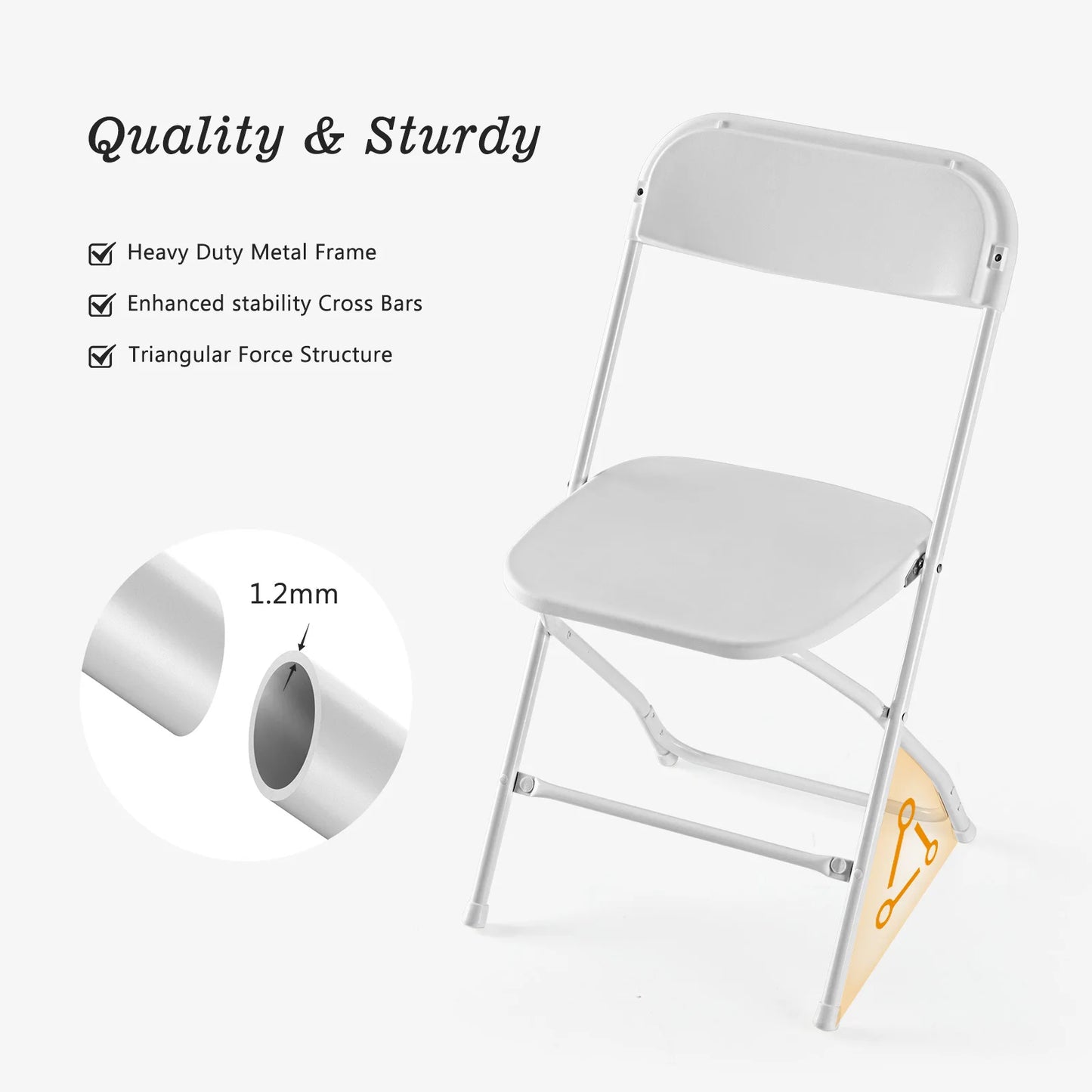 JHK Premium Faux Leather Folding Chairs With Sturdy Metal Frame