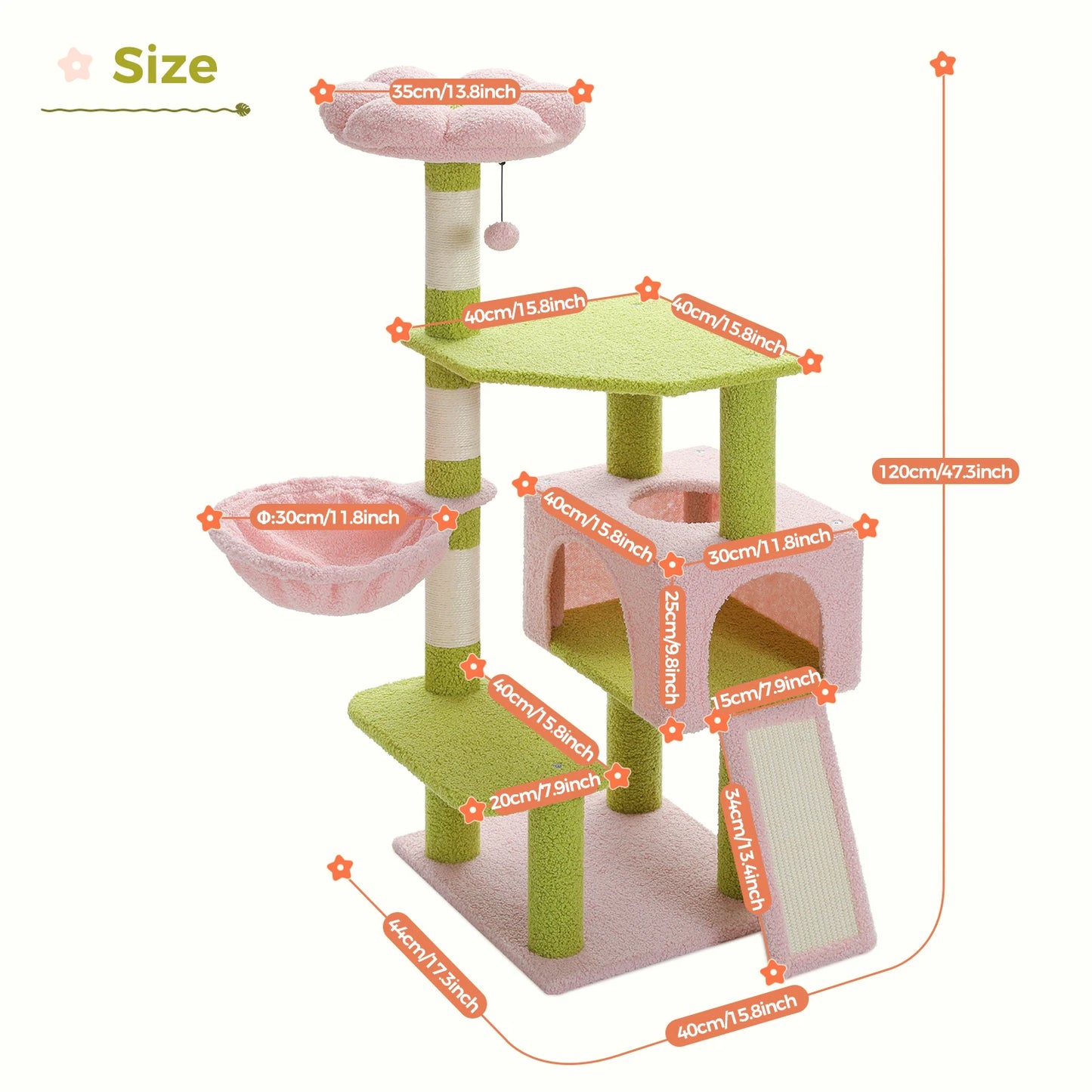 PAWZ Road Flower Cat Tree With Sisal Scratching Posts