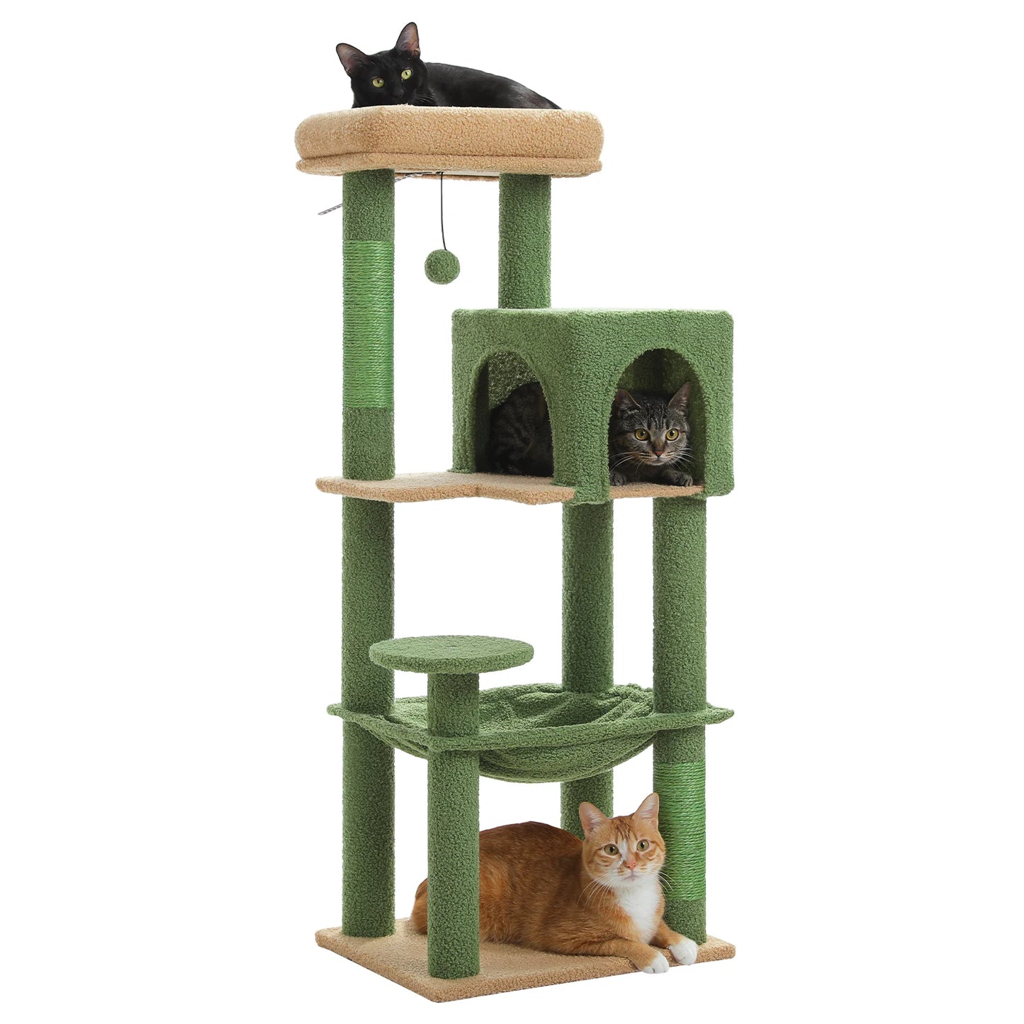Pequlti Five Level Cat Tree With Sisal Scratcher And Hammock
