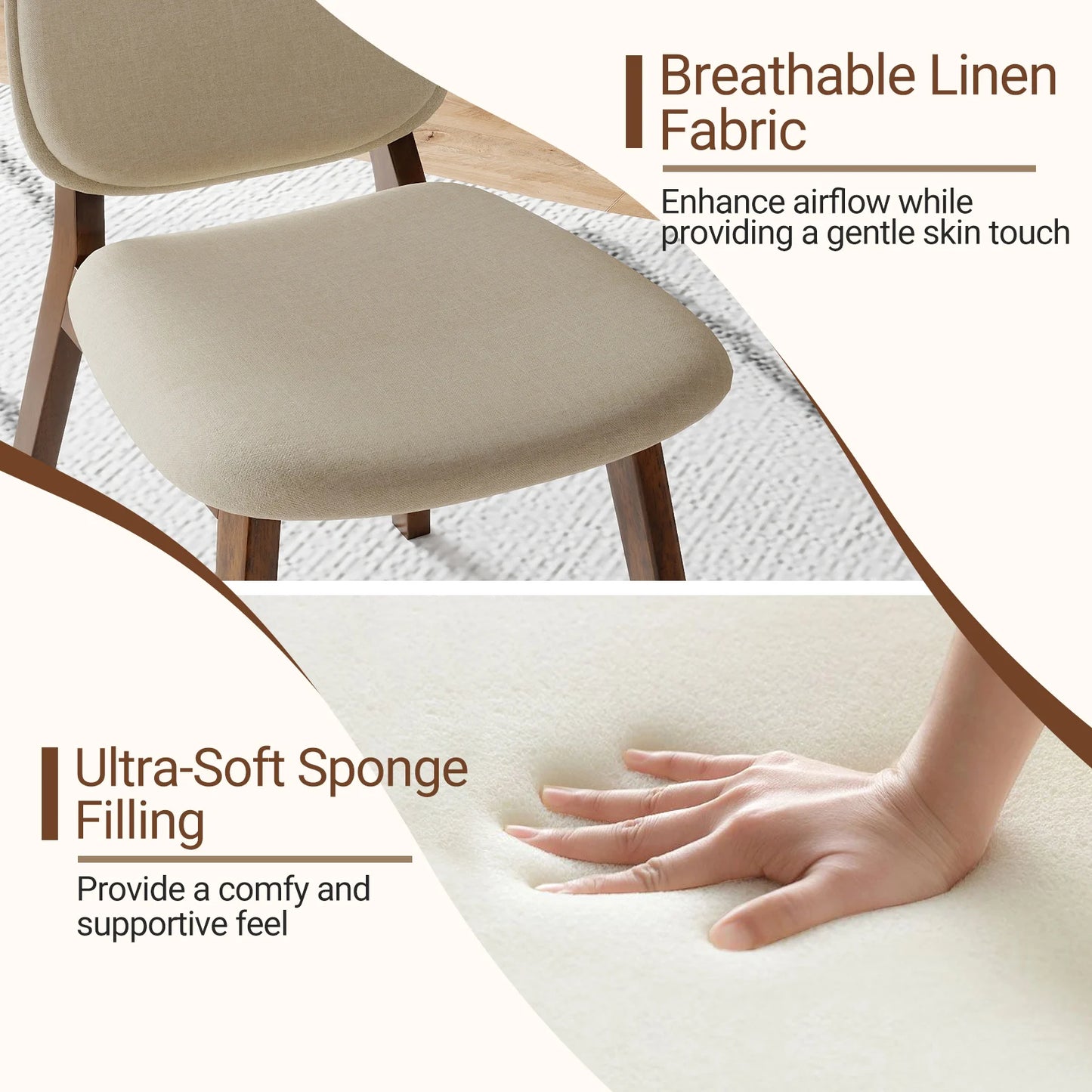 Homasis Modern Linen Upholstered Wooden Dining Chair For Home