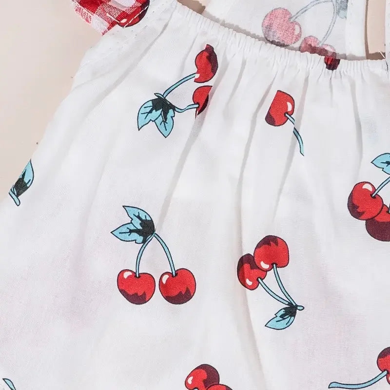 Cute Printed Pet Dress With Bow And Plaid Princess Style