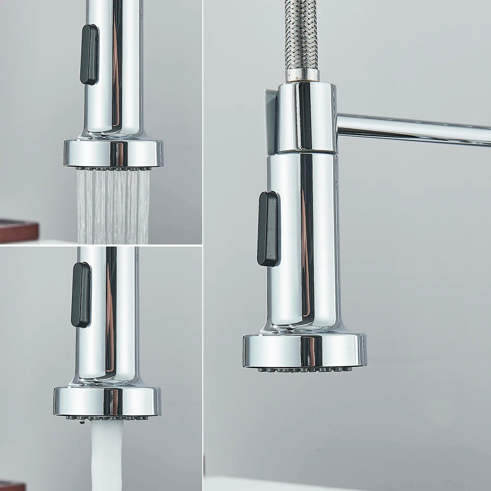 Removable Gourmet Kitchen Faucet 2 Modes Sprayer Rotatable Deck Mount Single Handle Cold Hot Water Mixer Kitchen Sink Crane