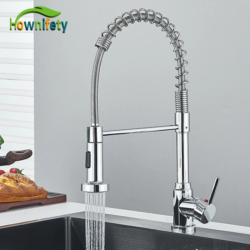 Hownifety Chrome Kitchen Sink Faucet Stainless Steel Hot and Cold Water Tap Deck Mounted Bathroom Gourmet Kitchen Crane