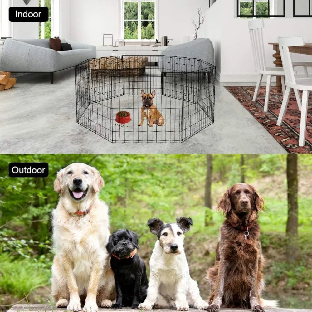 Foldable Dog Playpen For Indoor Outdoor Pet Exercise Pen