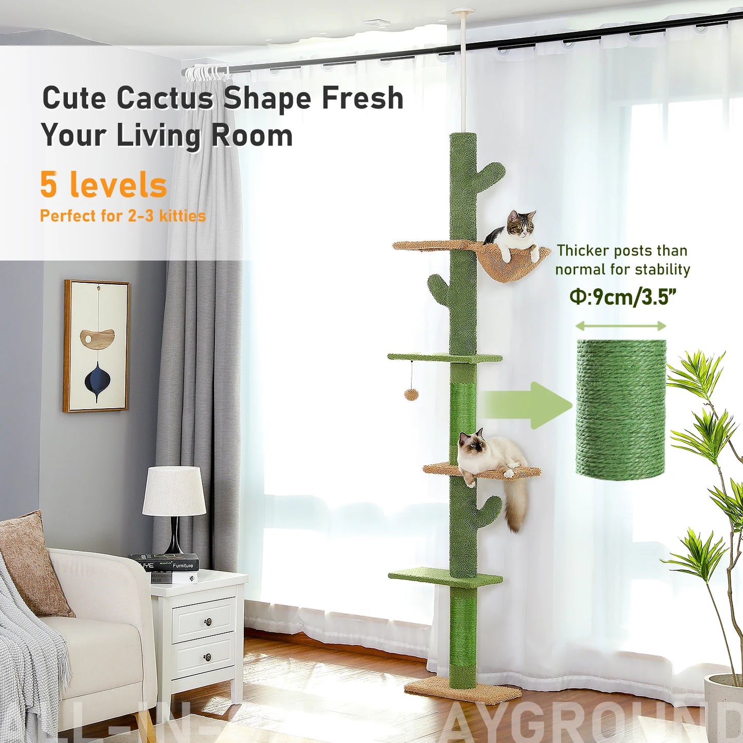 Pawz Road 5 Tier Cactus Cat Tower With Hammock Scratcher