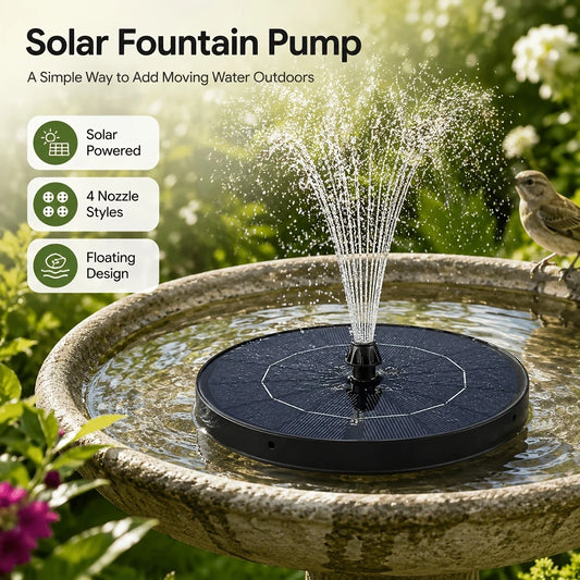 Solar Water Fountain With Four Nozzles For Garden Outdoor Decor