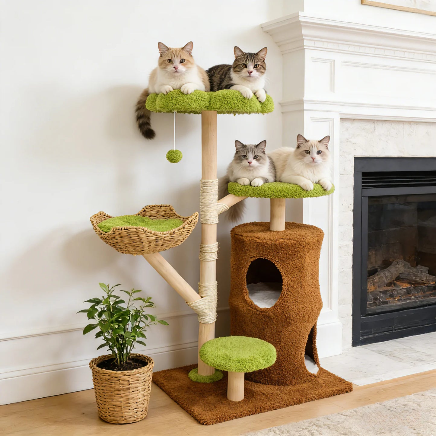 BINGOPAW Multi Level Cat Tree Activity Tower With Sisal Posts