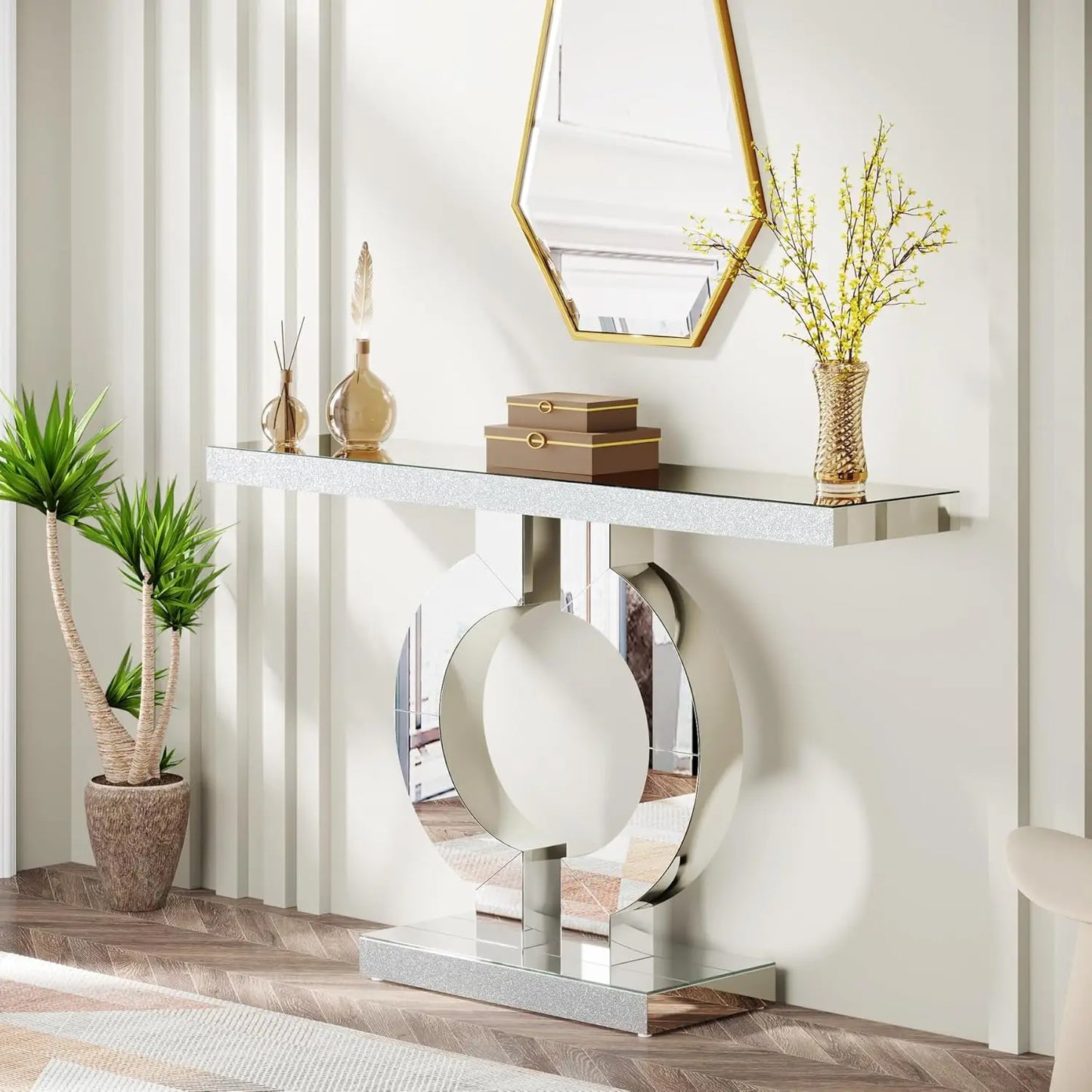 Tribesigns Modern Mirrored Console Table Entryway Home Decor