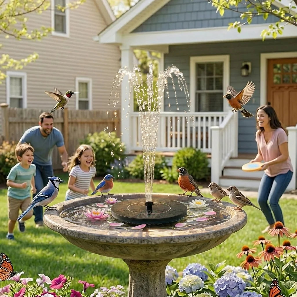 Solar Water Fountain With Four Nozzles For Garden Outdoor Decor
