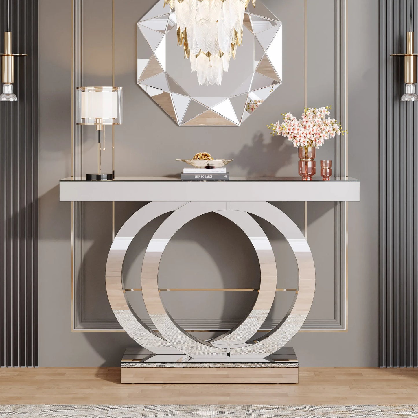Tribesigns Modern Mirrored Console Table Entryway Home Decor