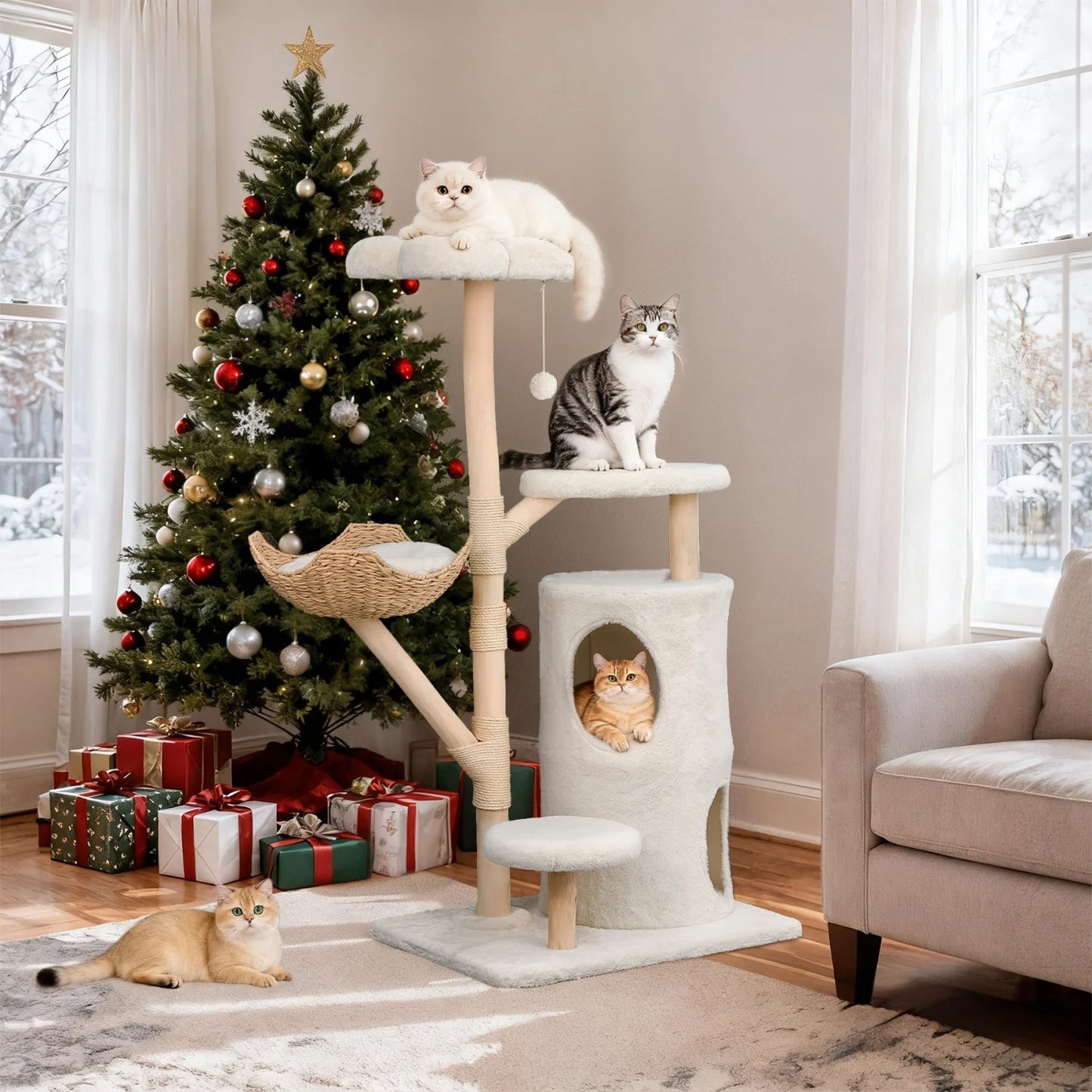 BINGOPAW Multi Level Cat Tree Activity Tower With Sisal Posts