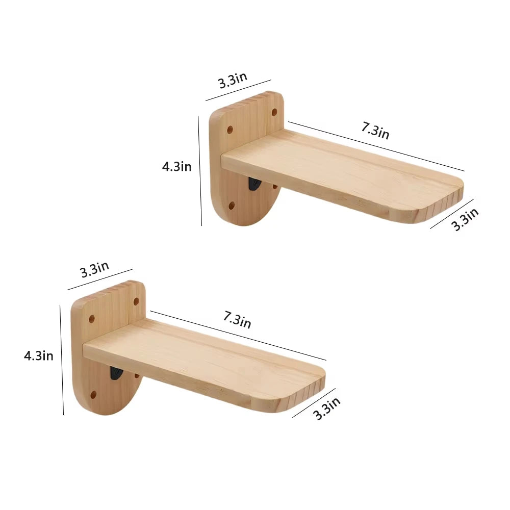 CWV Wall Mounted Cat Shelves Pine Wood Moon Star Platform